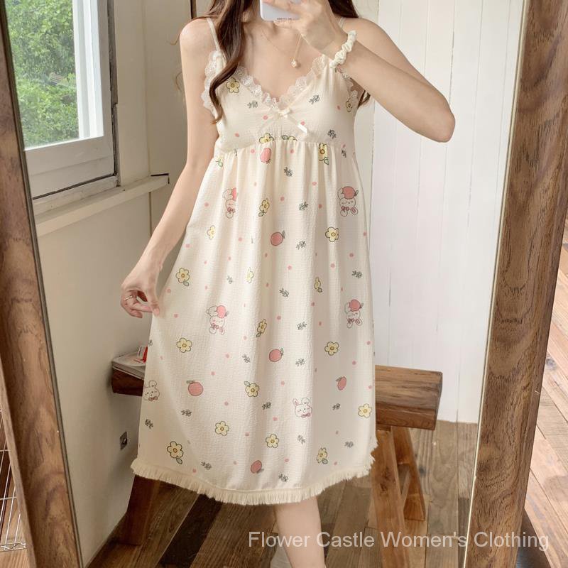 Đầm Ngủ Tay Ngắn Dáng Rộng In Họa Tiết Hoạt Hình Đơn Giản Thời Trang Mùa Hè Xinh Xắn Cho Nữ