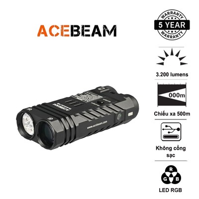 Đèn pin ACEBEAM M2-X Terminator 3200 lumen chiếu xa 500m pin 18650 3100mAh