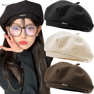 Mũ beret len màu trơn thời trang thu đông cổ điển cho nữ