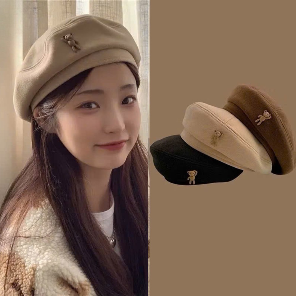Mũ nón beret nồi bánh tiêu nữ Hàn Quốc AAA iLita ulzzang đẹp mùa đông thời trang màu trắng, nâu, be, đen