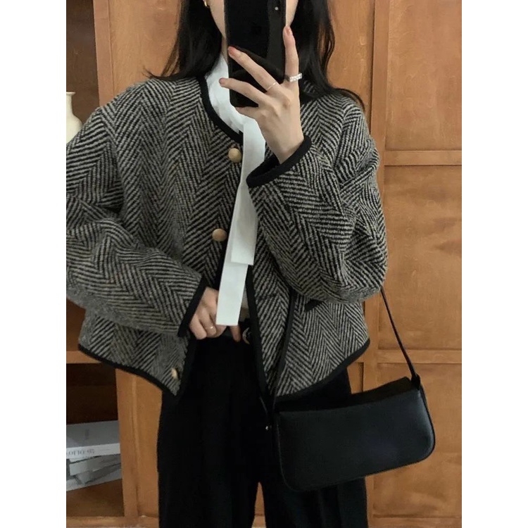 Áo Khoác Dáng Ngắn Phong Cách retro Pháp Thời Trang Xuân Thu 2023 Mới