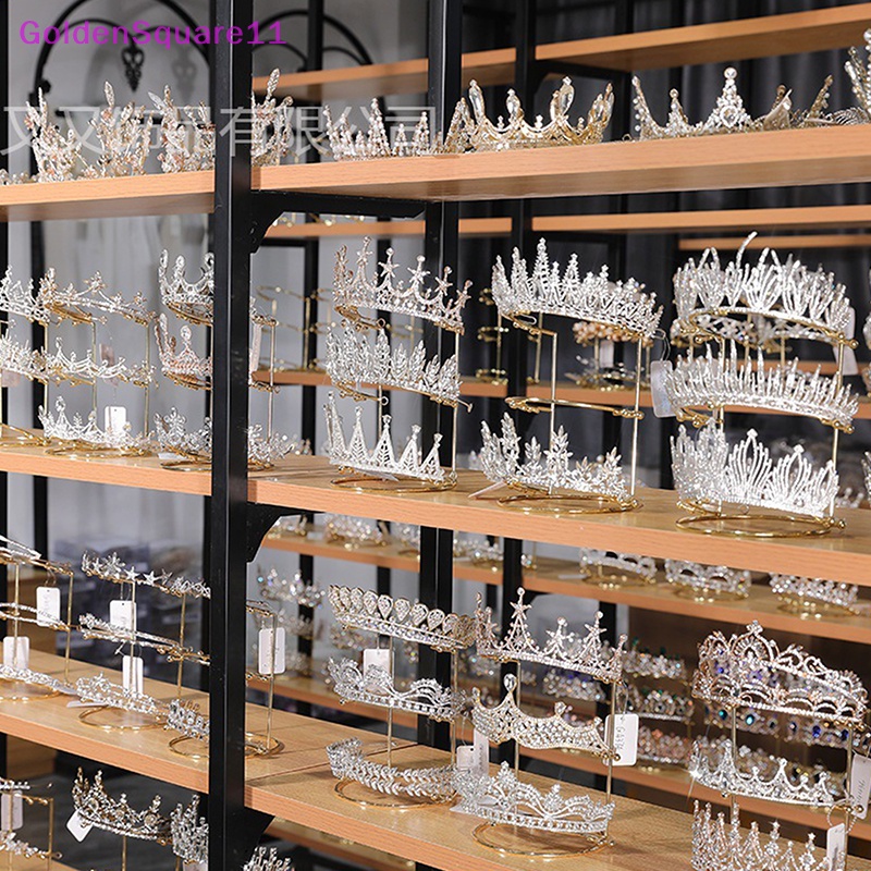 Giá Đỡ Vương Miện Cô Dâu Bằng Kim Loại Đính Đá Pha Lê Vàng Trưng Bày vn