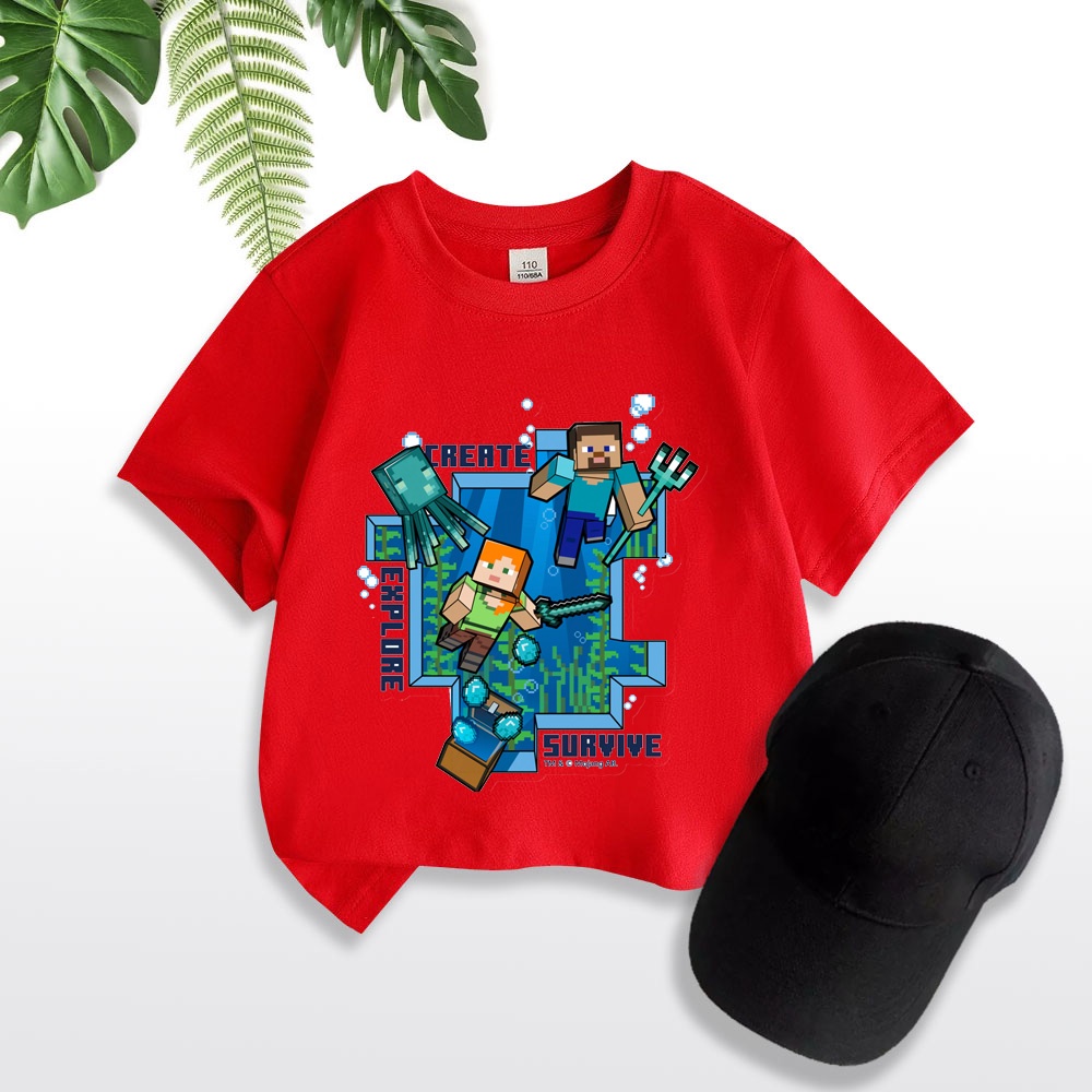 Áo thun trẻ em MINECRAFF 2, áo thun cho bé, có big size và size người lớn, 4 màu, Anam Store