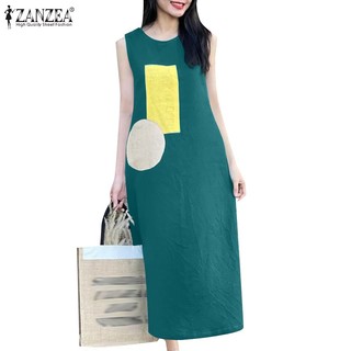 Zanzea Đầm Nữ Không Tay Cổ Tròn Thời Trang Quyến Rũ