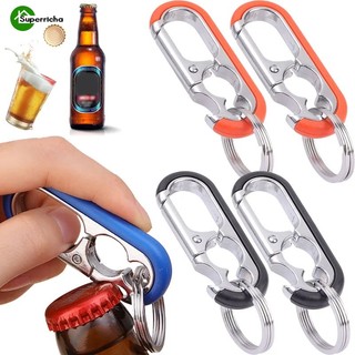 Dụng Cụ Mở Nắp Chai Bia Đa Năng Có Móc Khóa Vòng Đôi Bằng Thép Không Gỉ