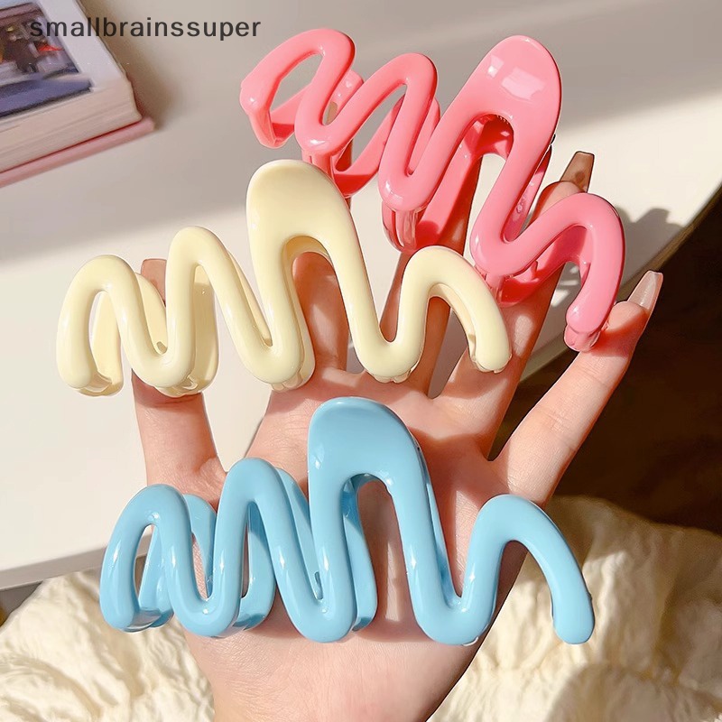 Smallbrainssuper Kẹp Tóc Đuôi Ngựa Dạng Lượn Sóng Màu Kem Thời Trang Cho Nữ sbs