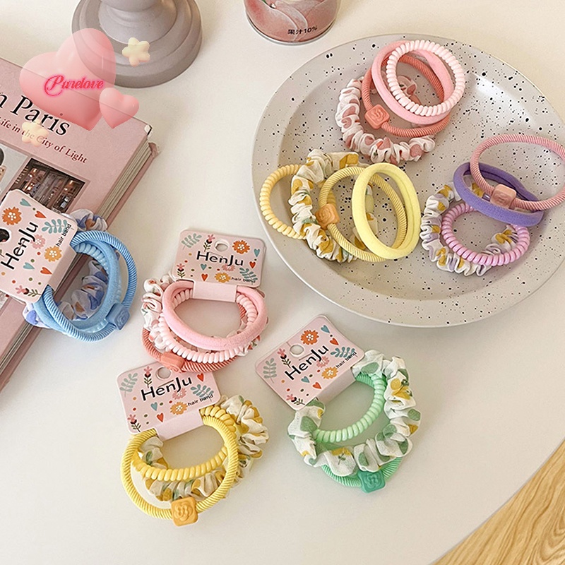 Set 4 Dây Buộc Tóc Cao Su Co Giãn Hình Gấu Đáng Yêu Cho Nữ Mới