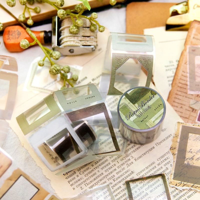 Enwei Bộ Băng Keo Giấy washi 38mm * 2m Phong Cách vintage Chống Thấm Nước Trang Trí Sổ Lưu Niệm