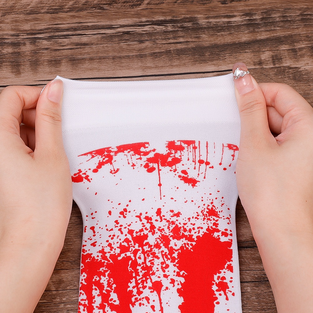 Set 2 Đôi Găng Tay / Vớ Cao In Hình Máu Kinh Dị Hóa Trang halloween