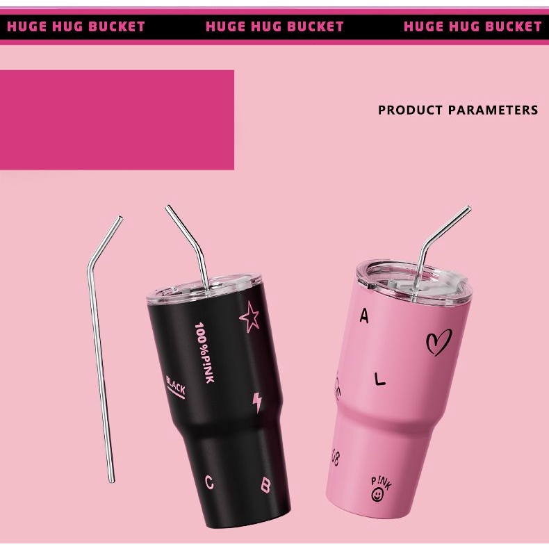 Bình Nước Giữ Nhiệt Dung Tích Lớn 900ml In Hình blackpink Xinh Xắn