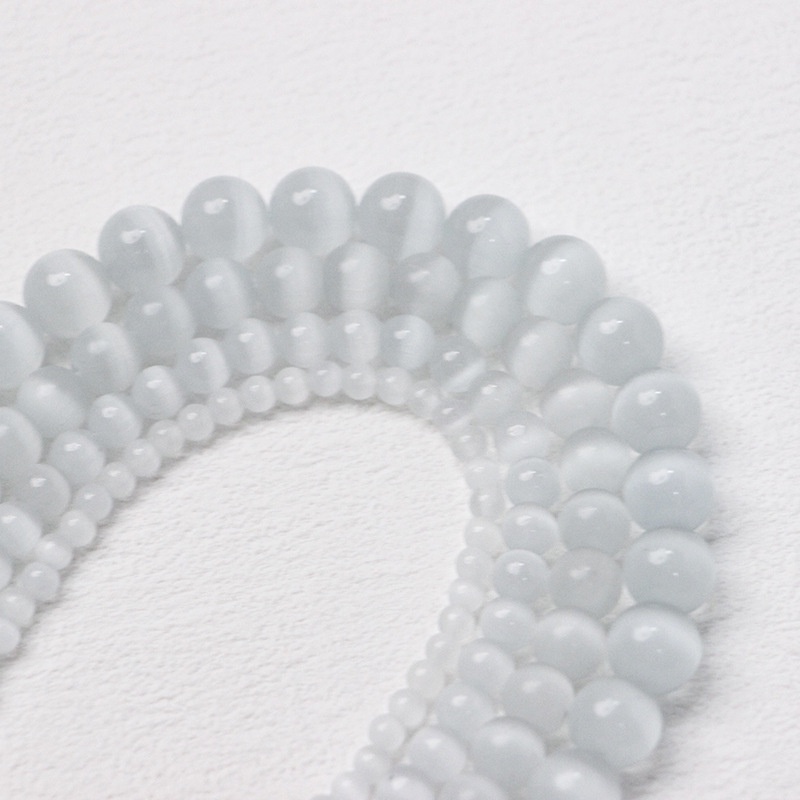 Set 10 Hạt Đá Mắt Mèo Giả Bằng Thủy Tinh 4 / 6 / 8 / 10mm Tự Làm Trang Sức