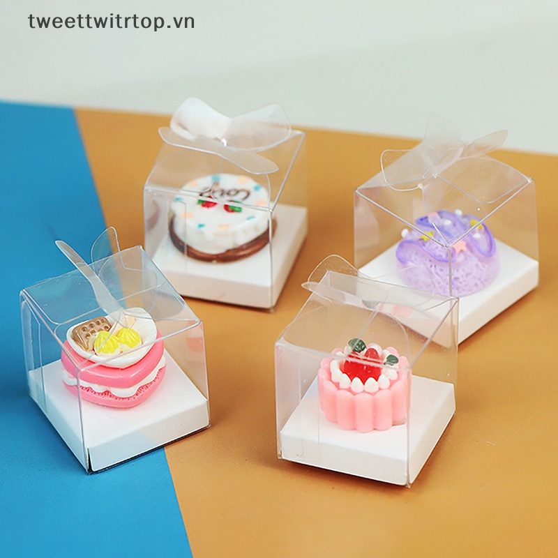 Trtop Set 2 Hộp Bánh Trong Suốt mini Trang Trí Nhà Búp Bê vn