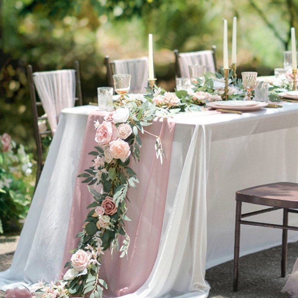 10m Vải Voan organza Không Nhăn Dùng Trang Trí Bàn Tiệc Cưới Phong Cách retro