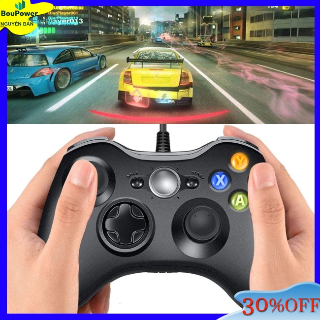 Boupower Tay Cầm Chơi Game xbox 360 Với microsoft slim / windows / pc Màu Trắng Đen