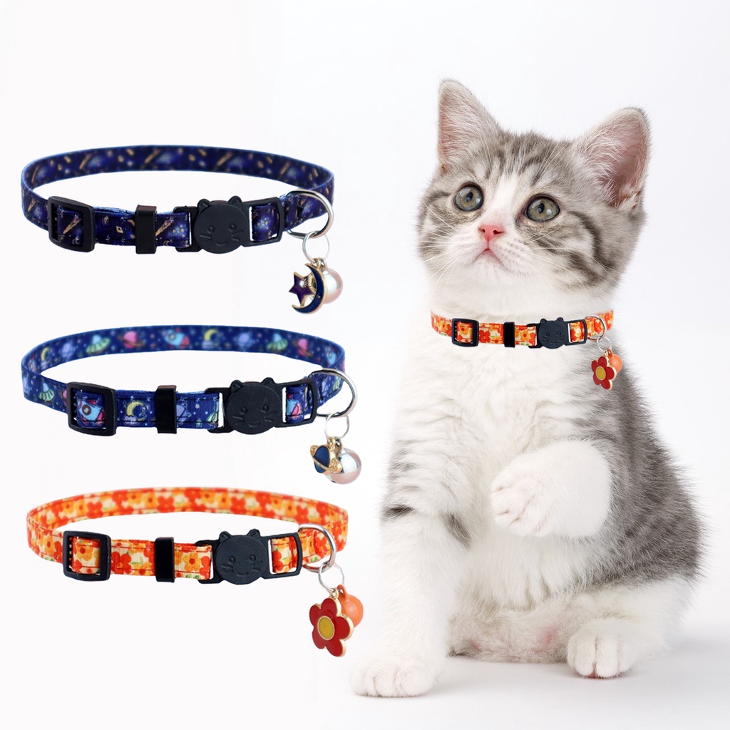 Hvn_vn_ Vòng Cổ Mặt Vòng Tròn Họa Tiết Hoạt Hình Tháo Lắp Nhanh Chống Mài Mòn Dễ Dàng Phong Cách Cho Thú Cưng