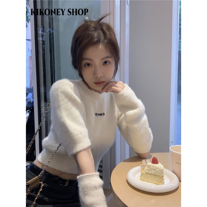 KIKONEY SHOP Áo Len áo khoác cardigan hàn quốc WXF2390VWN 37Z230912