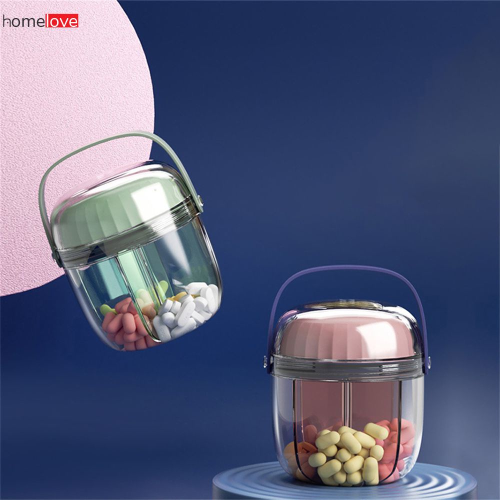 Không gian lưu trữ Lưu trữ Hộp kín 4 lưới Thuốc sắp xếp Hộp lưu trữ Hộp đựng thuốc du lịch di động tiện lợi Ngăn chống ẩm bằng silicon Hộp đóng gói mini homelove
