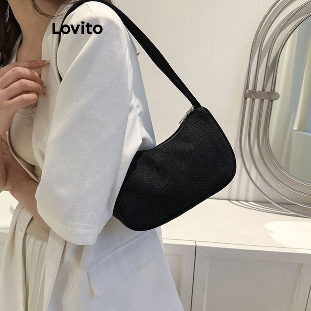 Túi đeo vai nhỏ Lovito khóa kéo màu trơn thường ngày cho nữ L63AD310 (Màu nâu/ hồng đậm/ trắng/ đen)