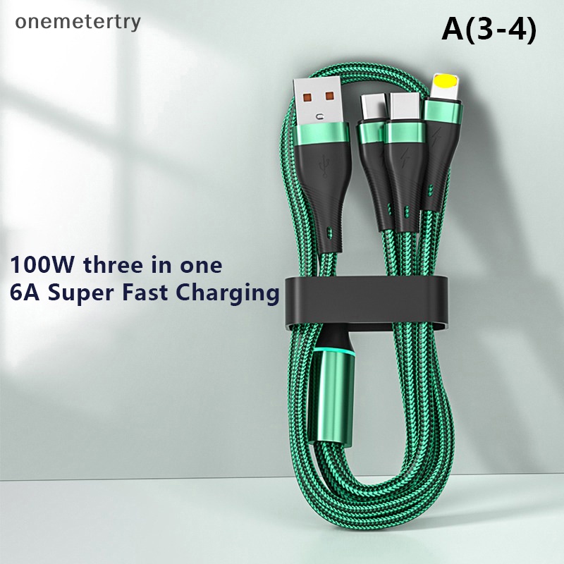 Dây Cáp Sạc Nhanh 100w 6a usb Sang type c 3 Trong 1 Chất Lượng Cao Cho huawei xiaomi samsung