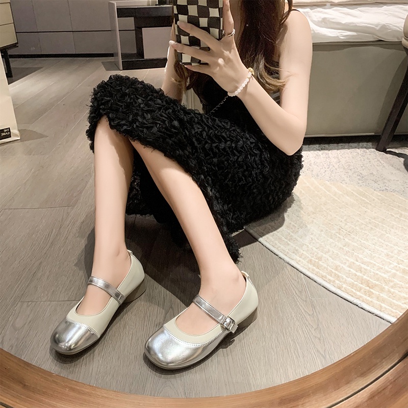 Giày Búp Bê Da Mũi Tròn Thời Trang Thanh Lịch Cho Nữ