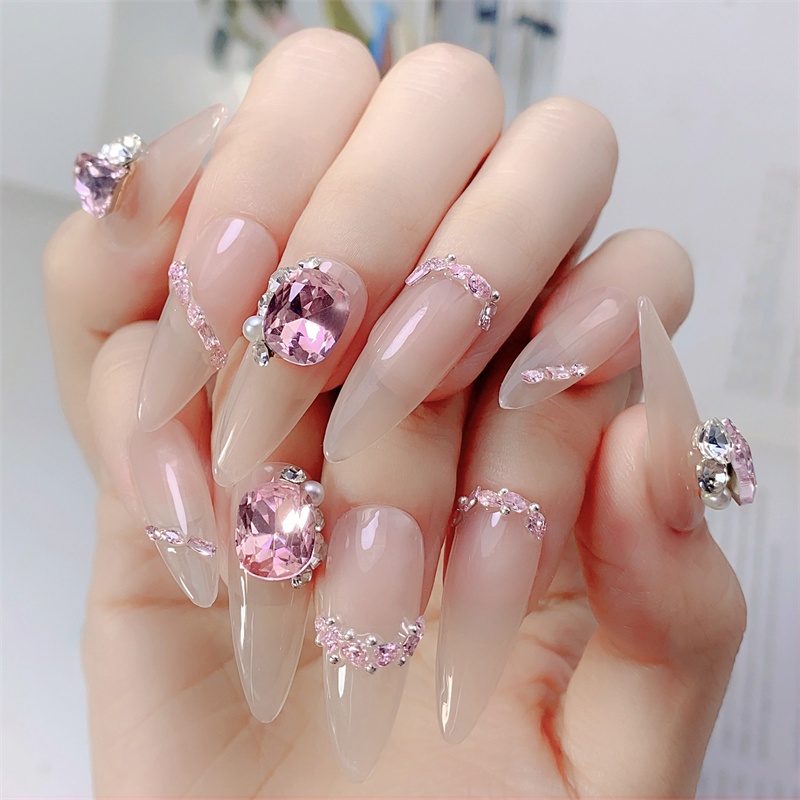 ♕ 1 Bộ trang sức kim cương pha lê trang trí móng tay hình trái tim hình chữ nhật dát ngọc trai đính đá siêu sáng Trang trí móng tay Công cụ làm móng tay cho cửa hàng làm móng NỘI THẤT