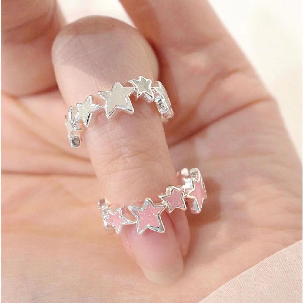 Thời Trang Nhẫn Hở y2k Hình Ngôi Sao Màu Hồng / Xanh Dương Xinh Xắn Cho Nữ