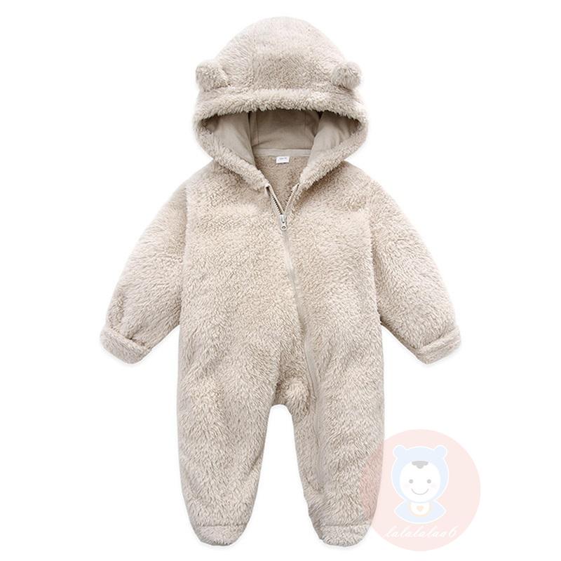 Bộ Áo Liền Quần Mùa Đông Tay Dài Có Mũ Trùm Và Khóa Kéo Cho Bé laa6-baby