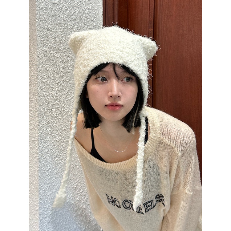 Mũ Dệt Kim Nhỏ Nhắn Hình Tai Gấu Dễ Thương Thời Trang Thu Đông Hàn Quốc 2023