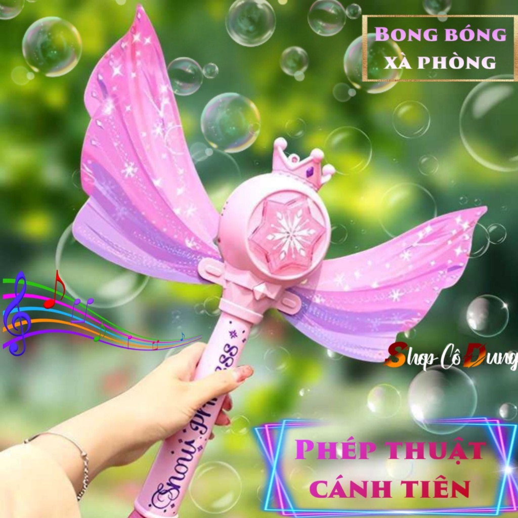 Tiên Bướm Bong Bóng Đũa Công Chúa Vương Miện Lục Giác Ngôi Sao, gậy phép thuật bóng xà phòng cánh nhạt