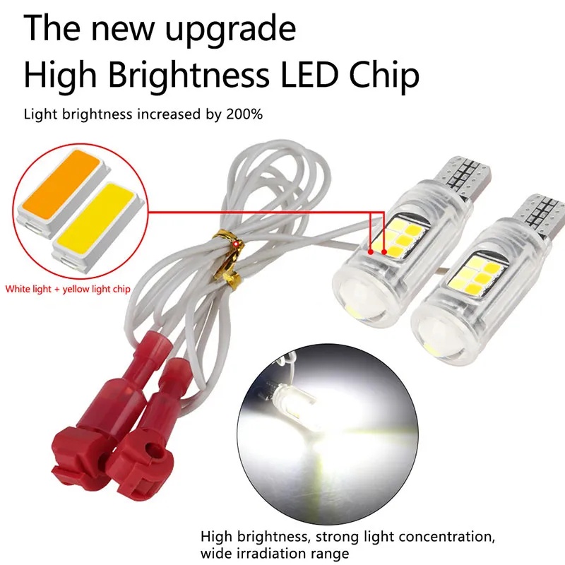 Set 2 Đèn led t15 w16w Hai Màu Siêu Sáng Gắn Đuôi Xe Mô Tô