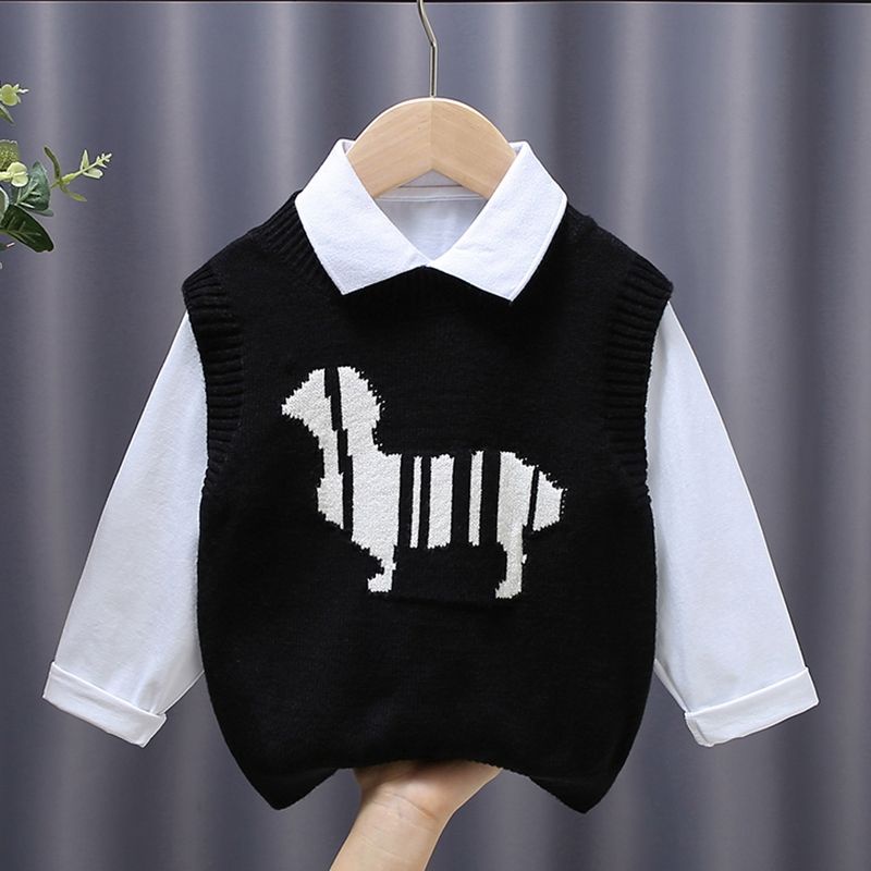 Áo sweater Dệt Kim Không Tay Phong Cách Thời Trang Xuân Thu 2023 Dành Cho Bé Trai