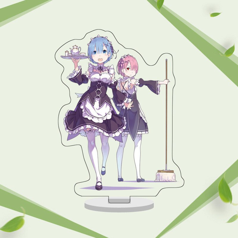 Mô hình Standee Re:Life In A Different World From Zero Acrylic Rem Ram Emilia để bàn tượng nhựa acrylic trong suốt