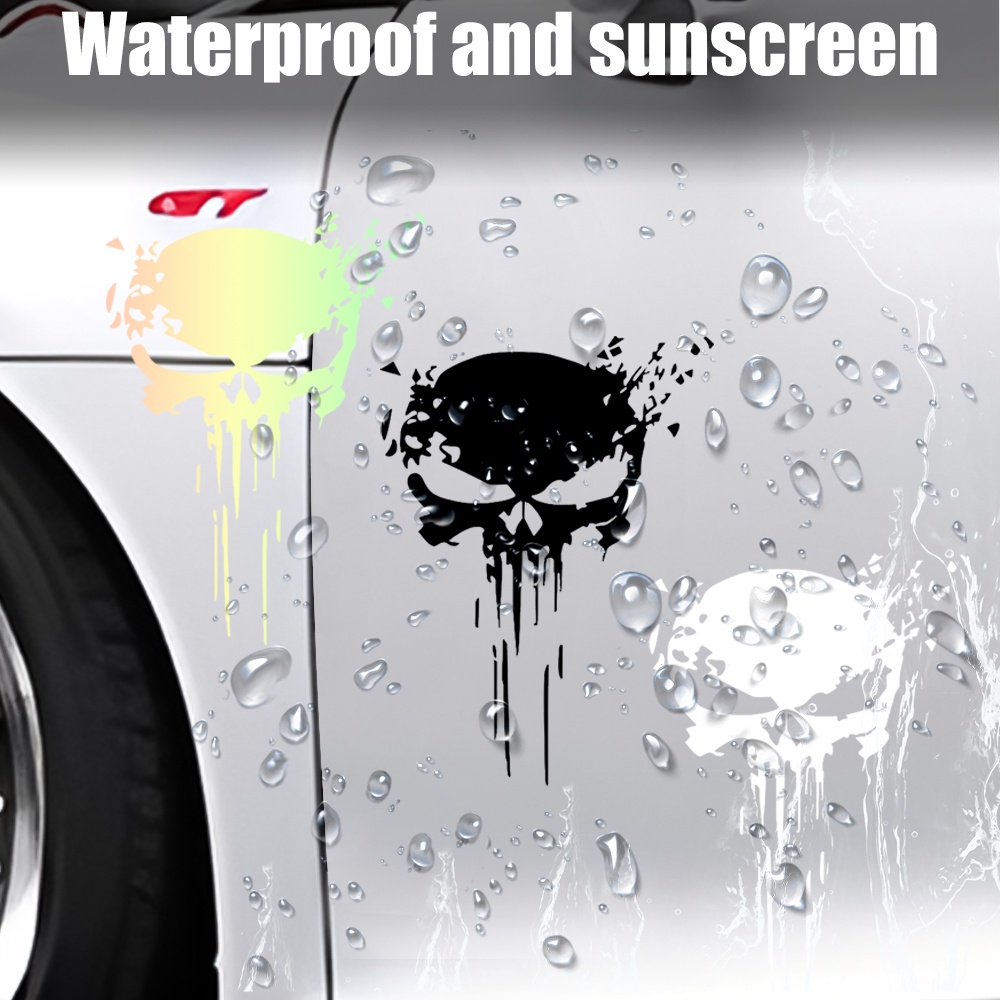 Miếng Dán Đề Can vinyl Phản Quang Chống Thấm Nước Hình Đầu Lâu Thời Trang Trang Trí Kính Chắn Gió Sau Xe Hơi / Xe Máy / halloween diy