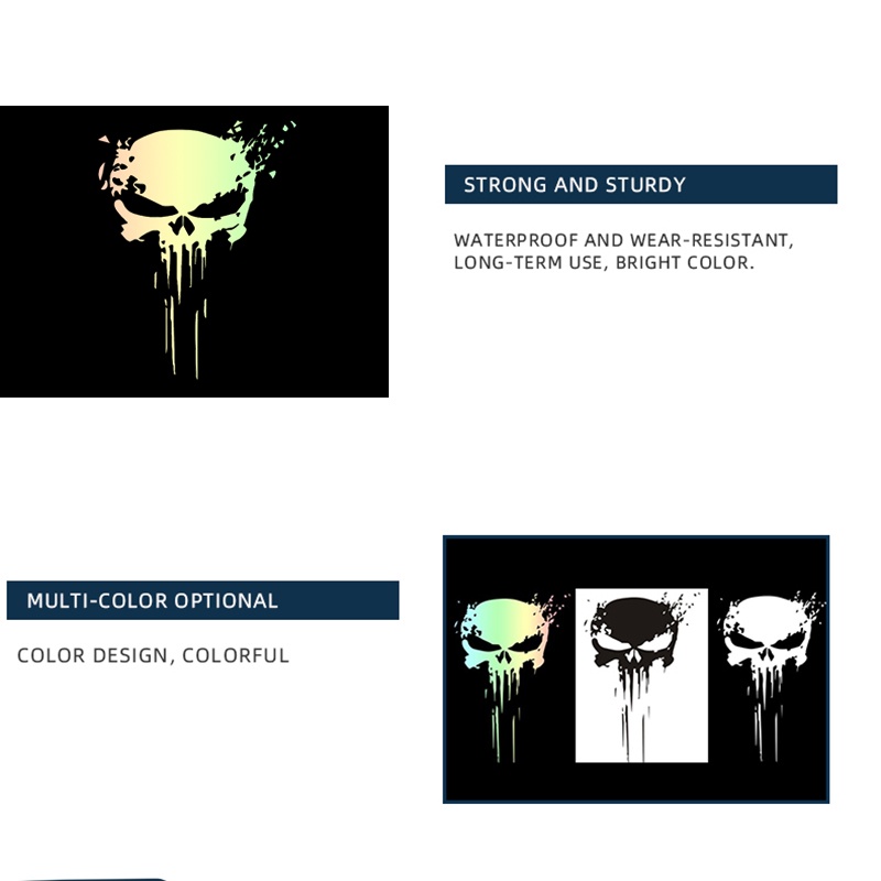 Miếng Dán Đề Can vinyl Phản Quang Chống Thấm Nước Hình Đầu Lâu Thời Trang Trang Trí Kính Chắn Gió Sau Xe Hơi / Xe Máy / halloween diy