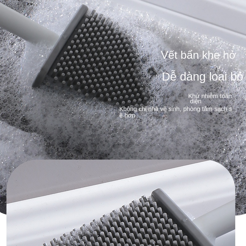 Bộ Cọ Chà toilet Bằng silicone Cán Dài Tiện Lợi Dành Cho Nhà Tắm