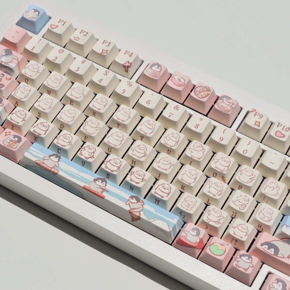 Chim Cánh Cụt Keycaps Cherry/MDA Profile Anime Dễ Thương PBT DYE SUB Bàn Phím Cơ Keycap