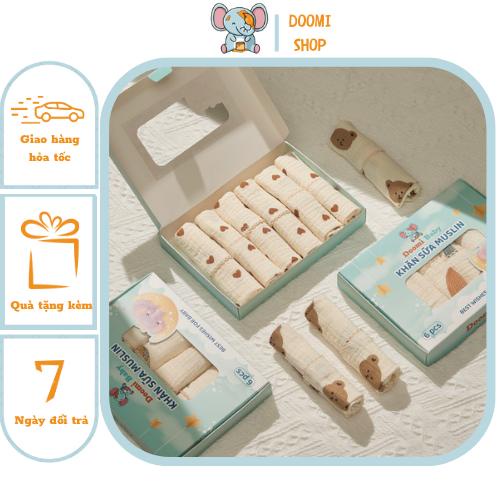 Set 6 Khăn Sữa Cho Bé Vải Muslin 2 Lớp Cao Cấp Chính Hãng Doomi Baby