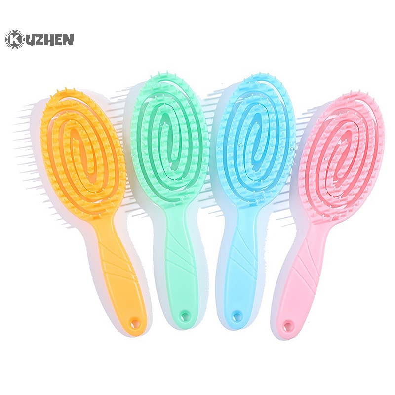 Lược chải tóc KUZHEN mát xa da đầu co giãn màu sắc đơn giản