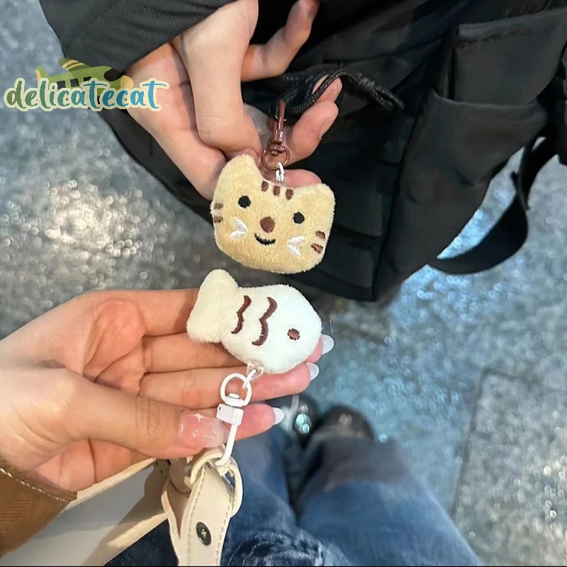 Móc Khóa Hình Mèo Và Cá Nhồi Bông Dễ Thương Sáng Tạo