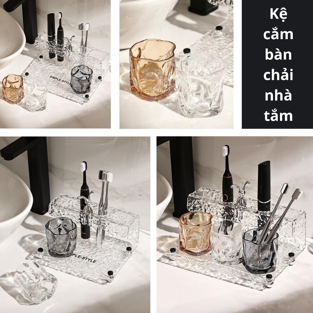 Giá Để Bàn Chải Đánh Răng Acrylic Sang Trọng, Kệ Đựng Bàn Chải Đánh Răng Dán Tường Phòng Tắm Nhà Vệ Sinh