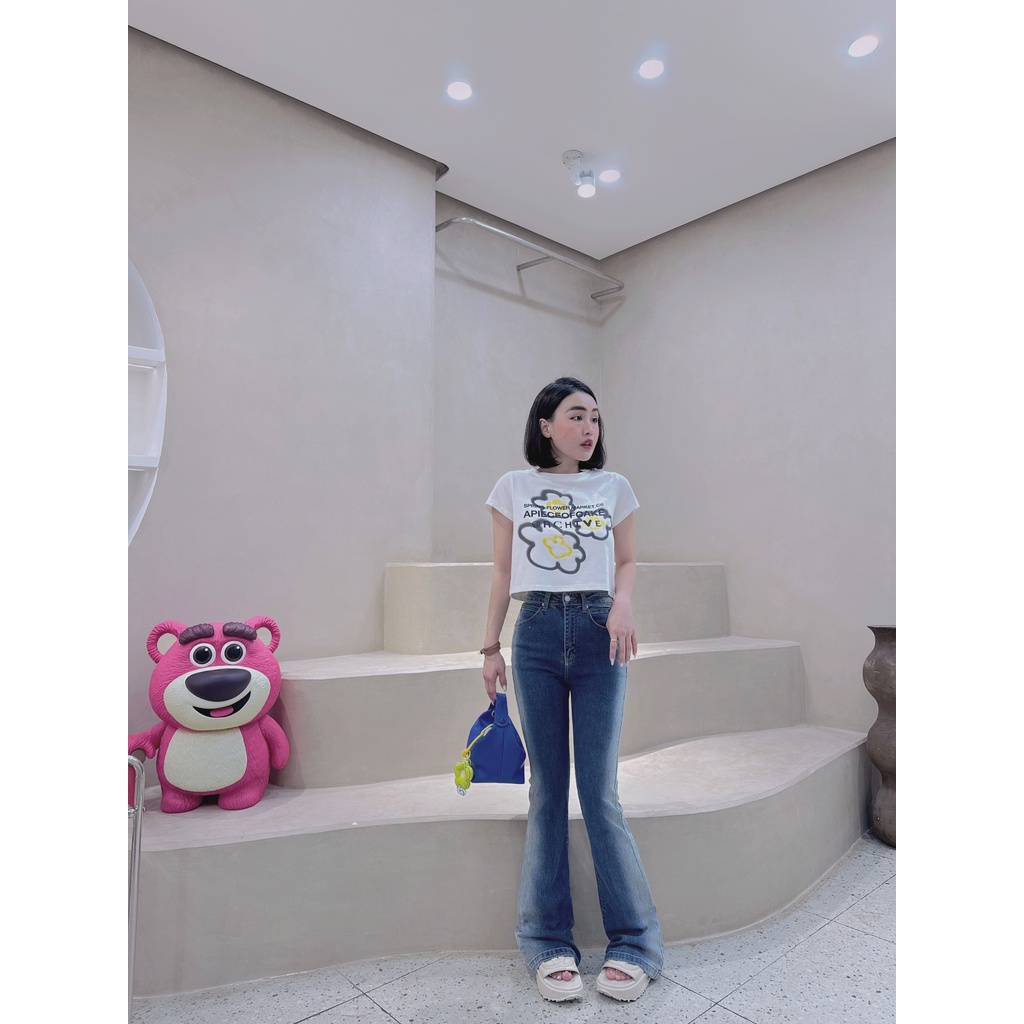 Áo crop y2k baby.tee bông hoa