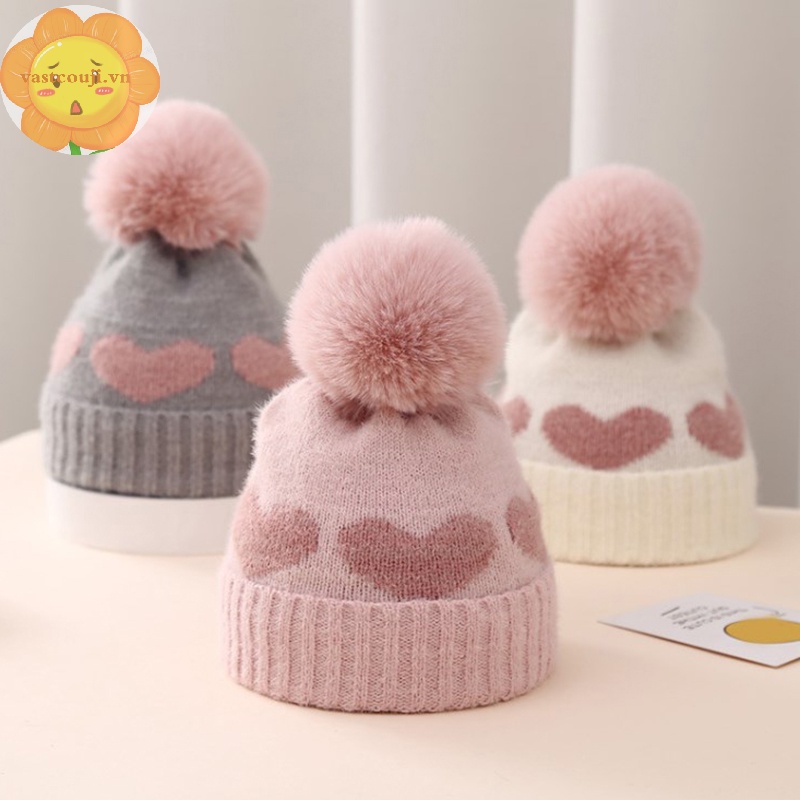 Vastji Mũ Len Dày Dặn Giữ Ấm Mùa Thu Đông Cho Bé Gái 0-12 Tháng vn