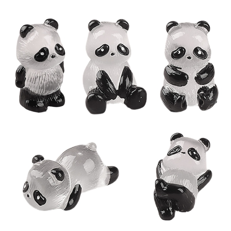 Bộ 5 Tượng Gấu Trúc 3d Phát Sáng Trong Đêm Bằng Nhựa resin Dễ Thương Trang Trí Nhà Cửa
