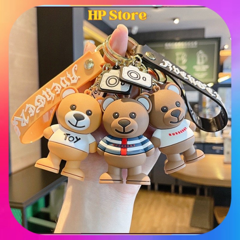 Móc khóa Gấu Burberry dễ thương cute móc treo chìa khoá xe máy cao cấp móc chìa khoá đẹp hình gấu bông hoạt hình