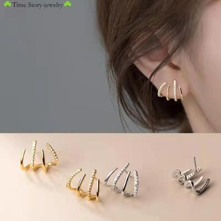 Tiktok Khuyên Tai Bạc Đính Kim Cương Nhỏ Nhắn Phong Cách Hàn Quốc Cho Nữ