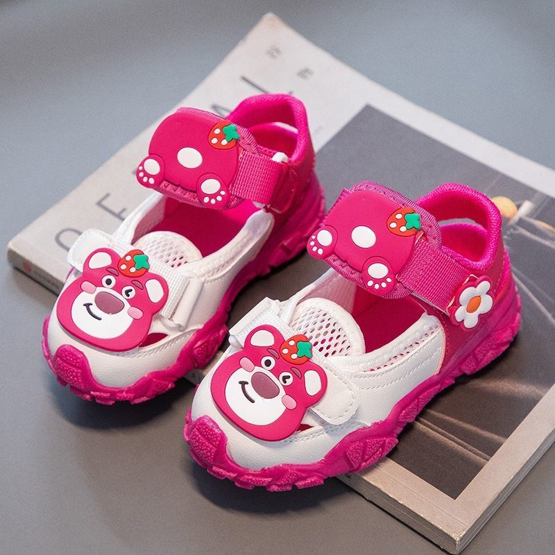 C-FOOT Giày Thể Thao Khoét Lỗ Thoáng Khí Thoải Mái Thiết Kế Hình Gấu Dâu Tây Hợp Thời Trang Cho Nữ