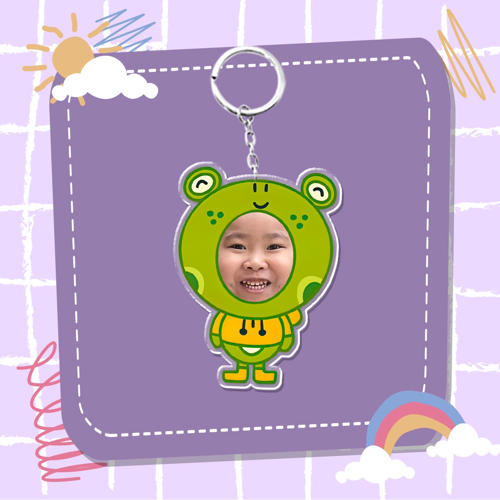 Móc khóa in theo yêu cầu ghép mặt một người Trí Decor chibi dễ thương đáng yêu có hộp quà tặng bạn bè, người thân