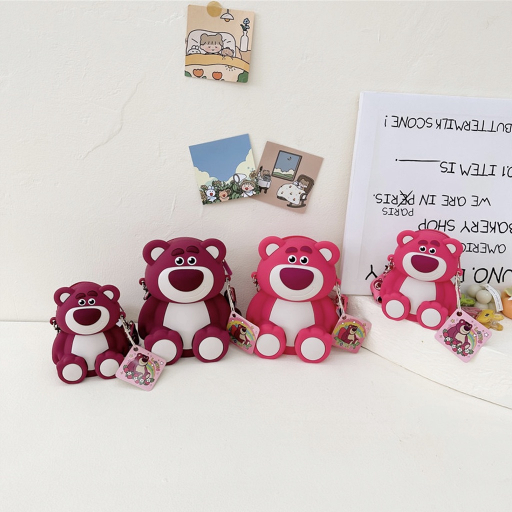 TúiĐeo Đeo Chéo Silicon Hình Gấu Dâu Lotso Thời Trang Dễ Thương