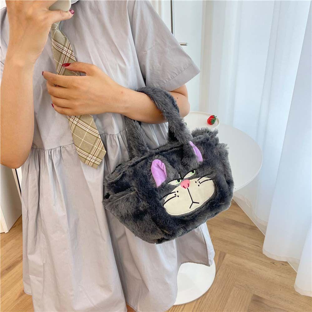Shanhai Túi Xách Tay Bằng Vải Bông Hình stitch Mèo lucifer Hoạt Hình Phong Cách Hàn Quốc Đựng Đồ Mua Sắm Du Lịch