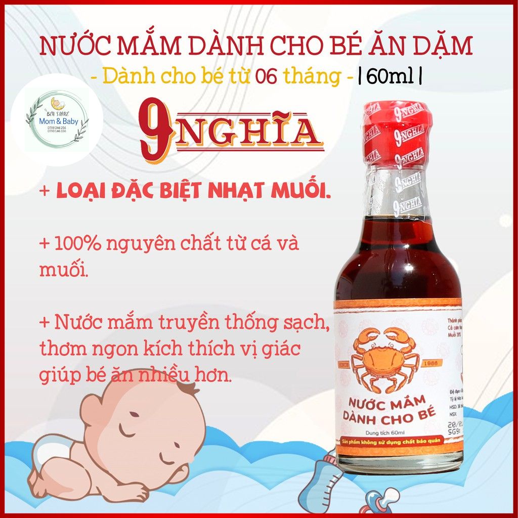 Nước mắm dành cho em bé ăn dặm từ 6 tháng tuổi 60ml 9 Nghĩa Phú Quốc - Shop Ben Store